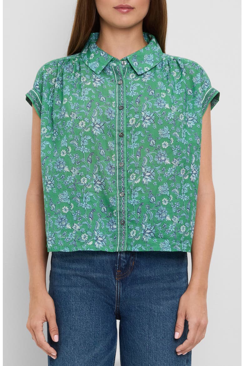 Liliane Print Button-Up Shirt, Main, color, ARUBA BORDER PRINT