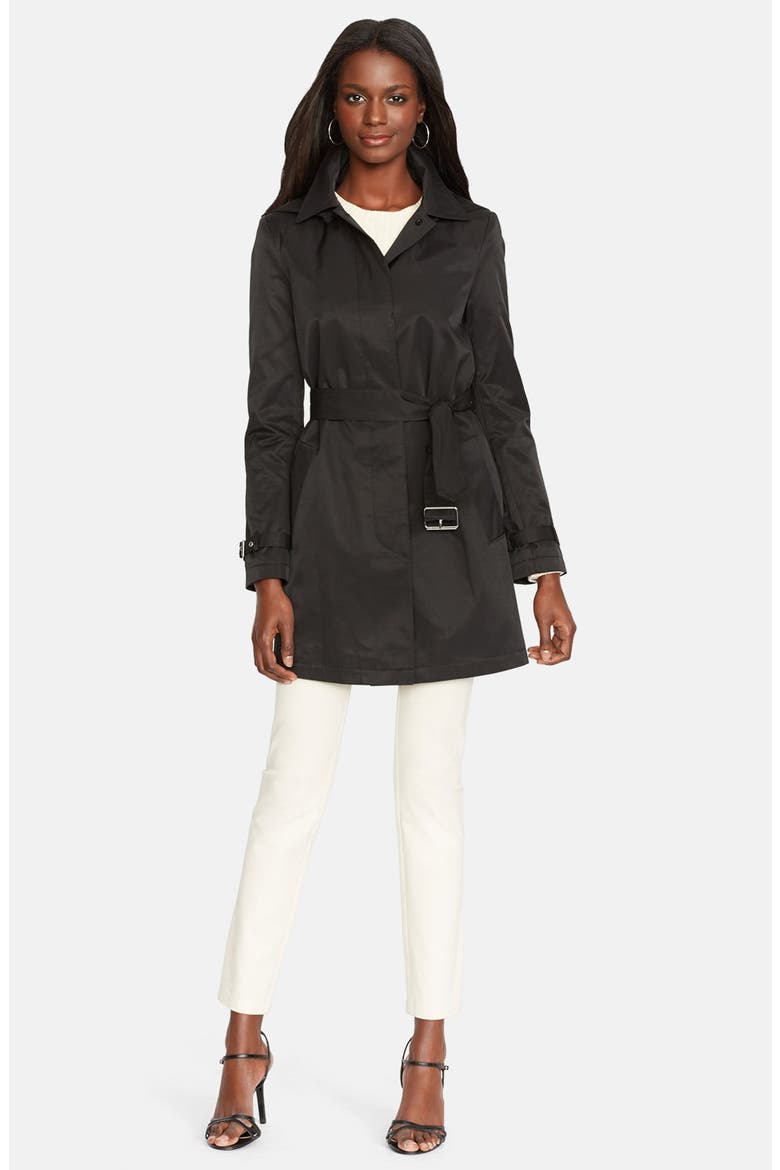 Trench Coat with Detachable Hood, Main, color, BLACK