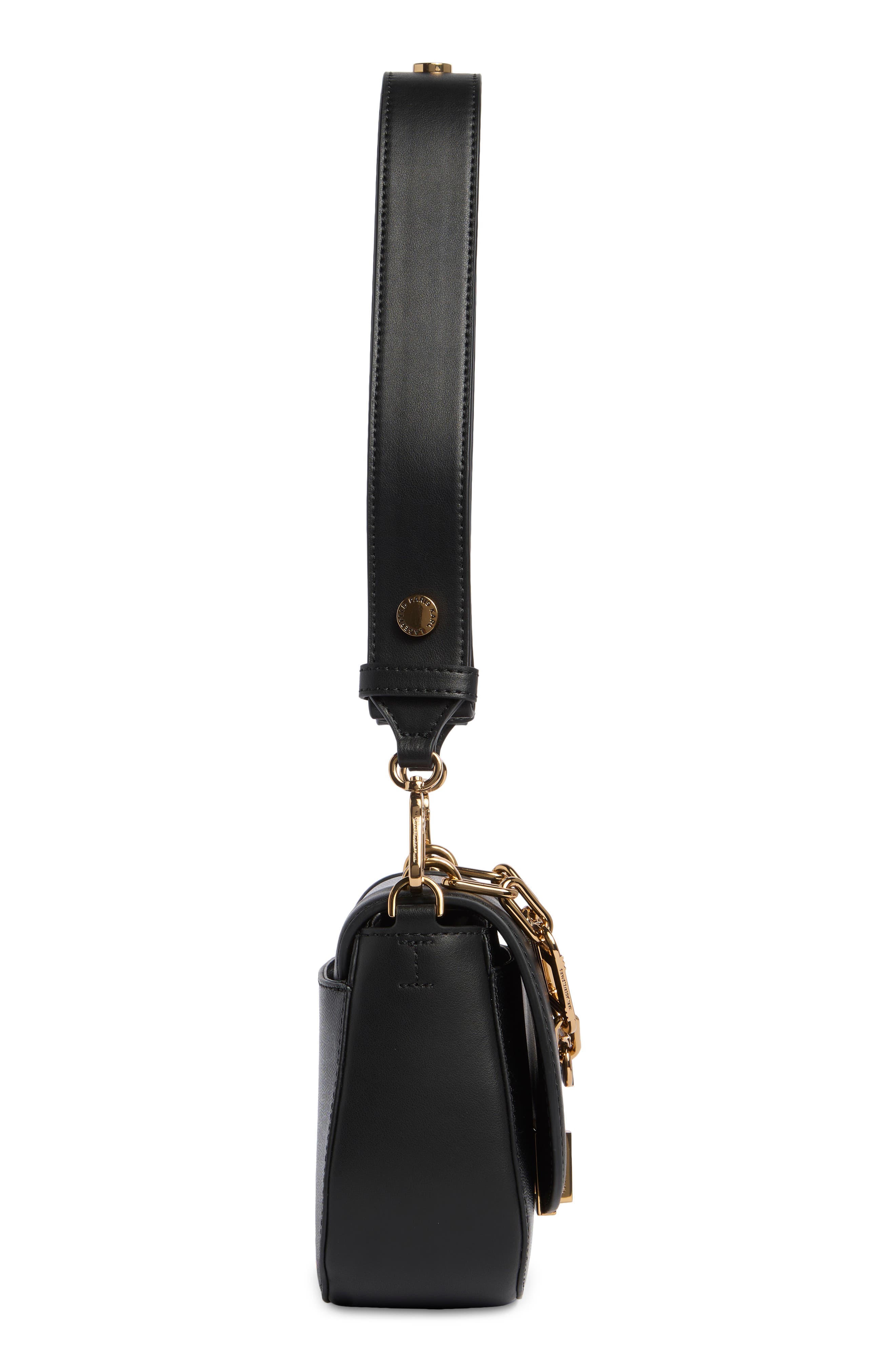 KARL LAGERFELD PARIS Ivette Quilted Leather Crossbody, Alternate, color, Black/ Gold