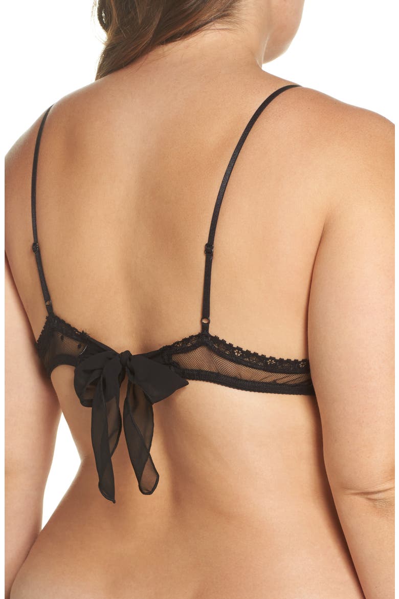 'Coucou Lola' Sheer Bralette, Alternate, color, BLACK