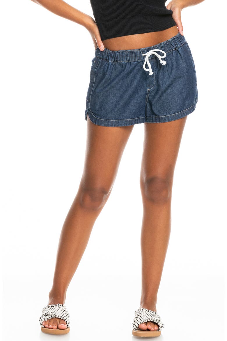 New Impossible Drawstring Cotton Denim Shorts, Main, color, DARK INDIGO