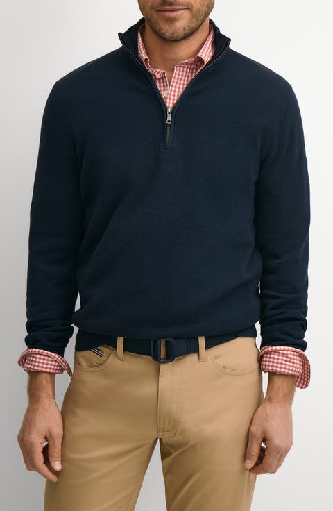Supima Cotton Pique Quarter Zip Sweater
