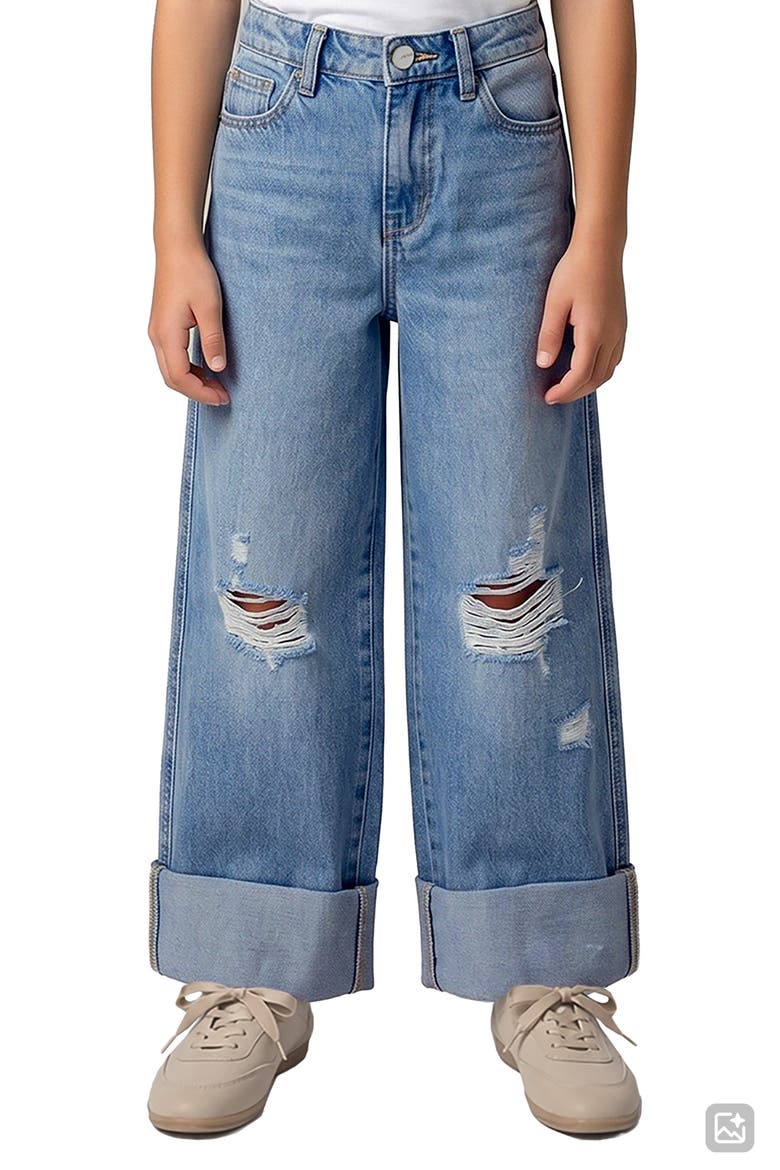 Kids' Mia Ripped Wide Leg Jeans, Alternate, color, MEDIUM WASH