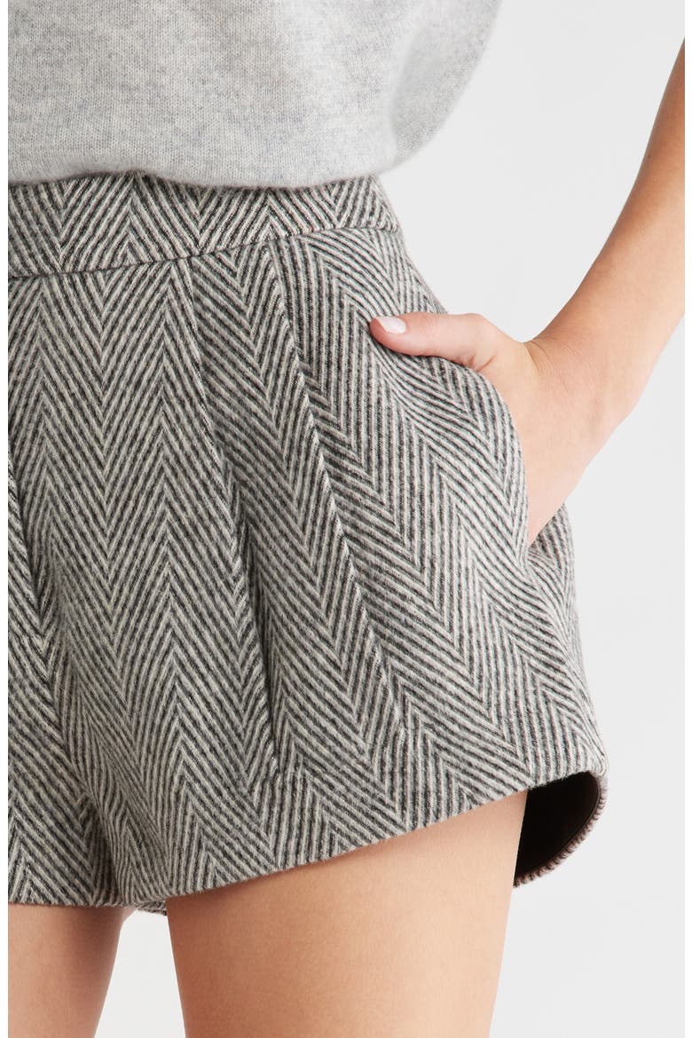 Sorine Herringbone Wool Blend Shorts, Alternate, color, GREY HERRINGBONE