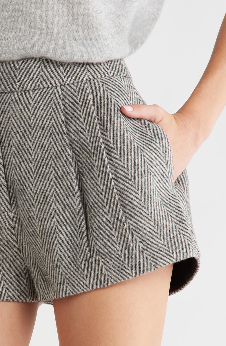 ASTR the Label Sorine Herringbone Wool Blend Shorts, Alternate, color, Grey Herringbone