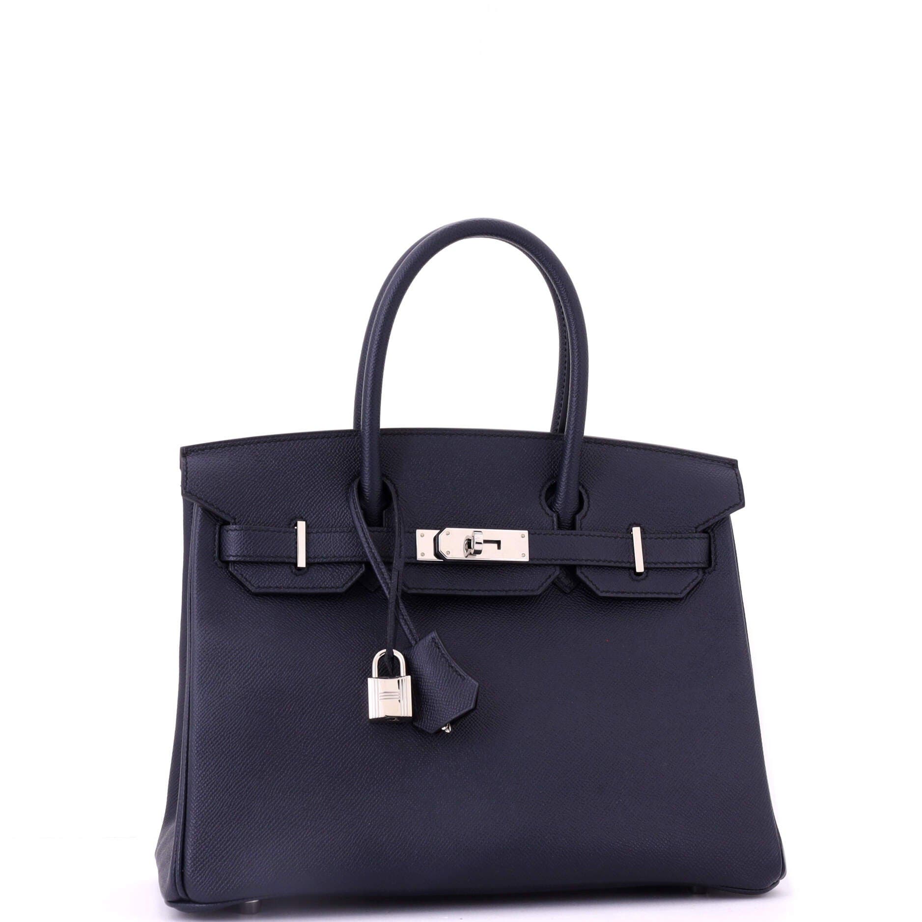 Pre-Owned Hermes Birkin Handbag Blue Epsom with Palladium Hardware 30, Alternate, color, Bleu Indigo