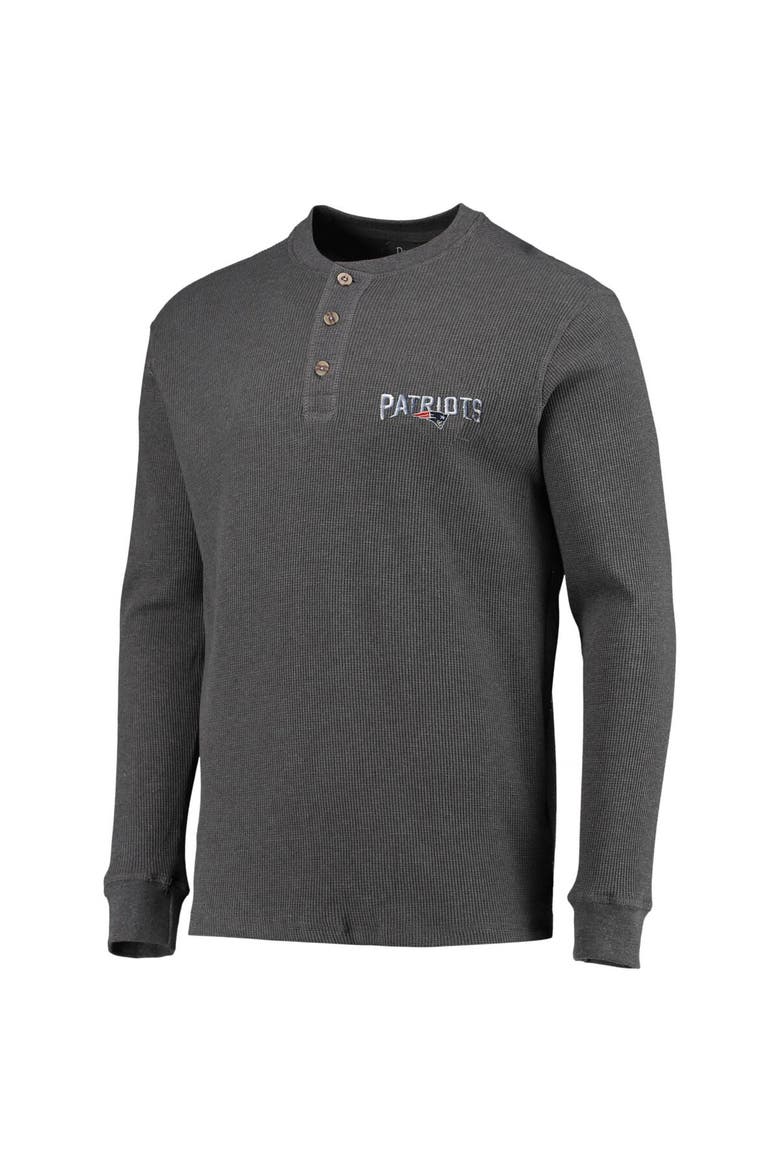 Men's Dunbrooke Heathered Gray New England Patriots Logo Maverick Thermal Henley Long Sleeve T-Shirt, Alternate, color, Heather Gray