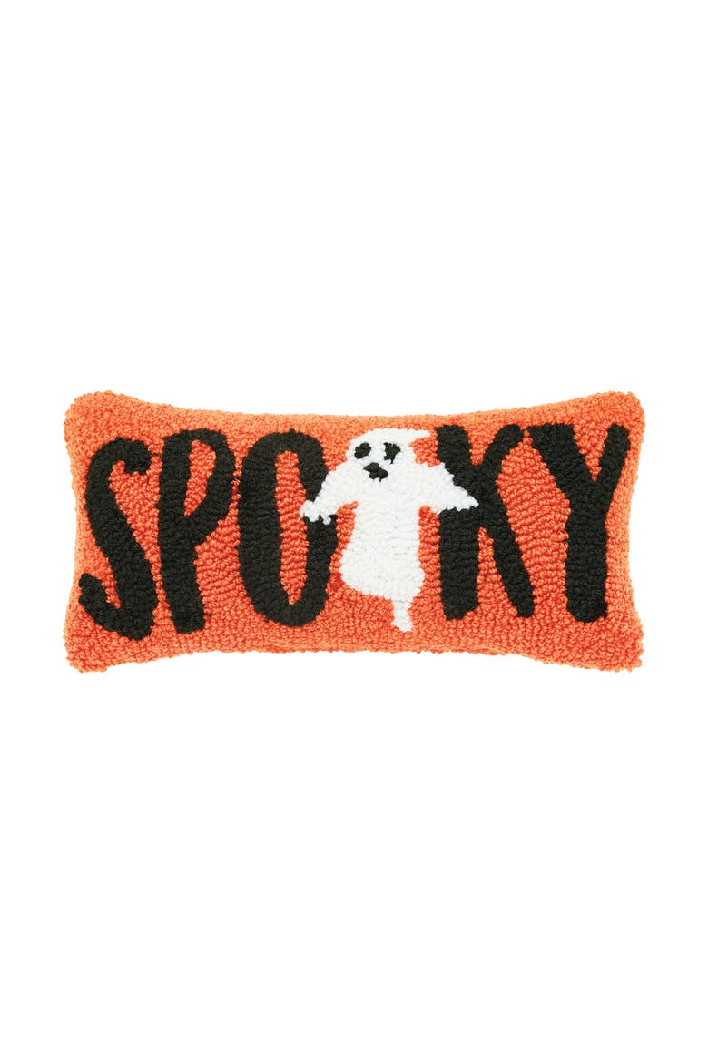 Ghost Halloween Hooked Petite Accent Pillow 6" x 12", Main, color, Orange