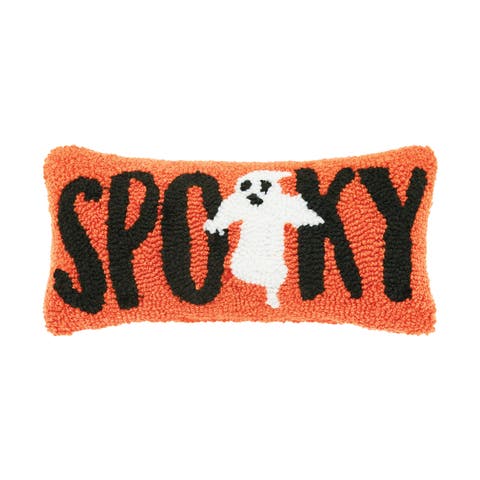 Ghost Halloween Hooked Petite Accent Pillow 6" x 12"