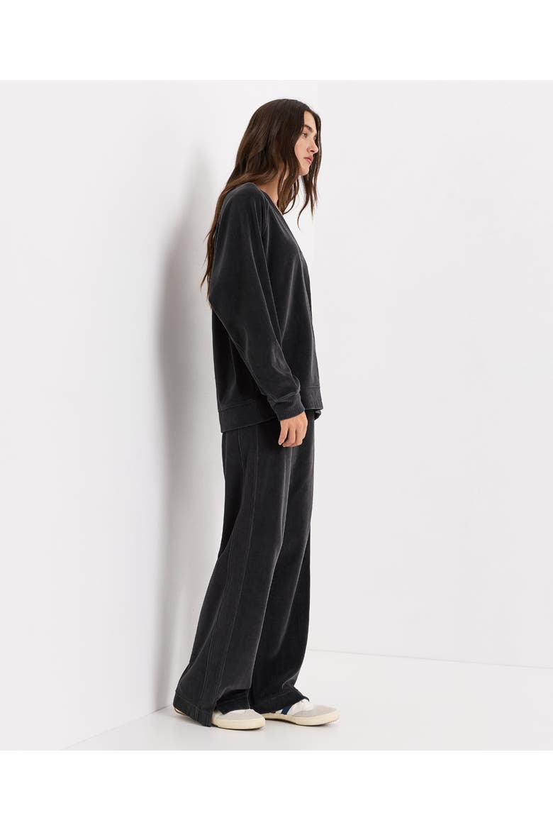 Organic Cotton Pure Velour Rib Tuxedo Stripe Pant, Alternate, color, Storm