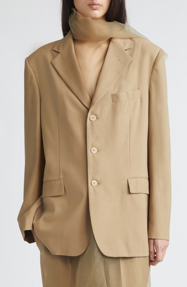 Magliano Piccolo Paradiso Organza & Wool Jacket, Main, color, Beige