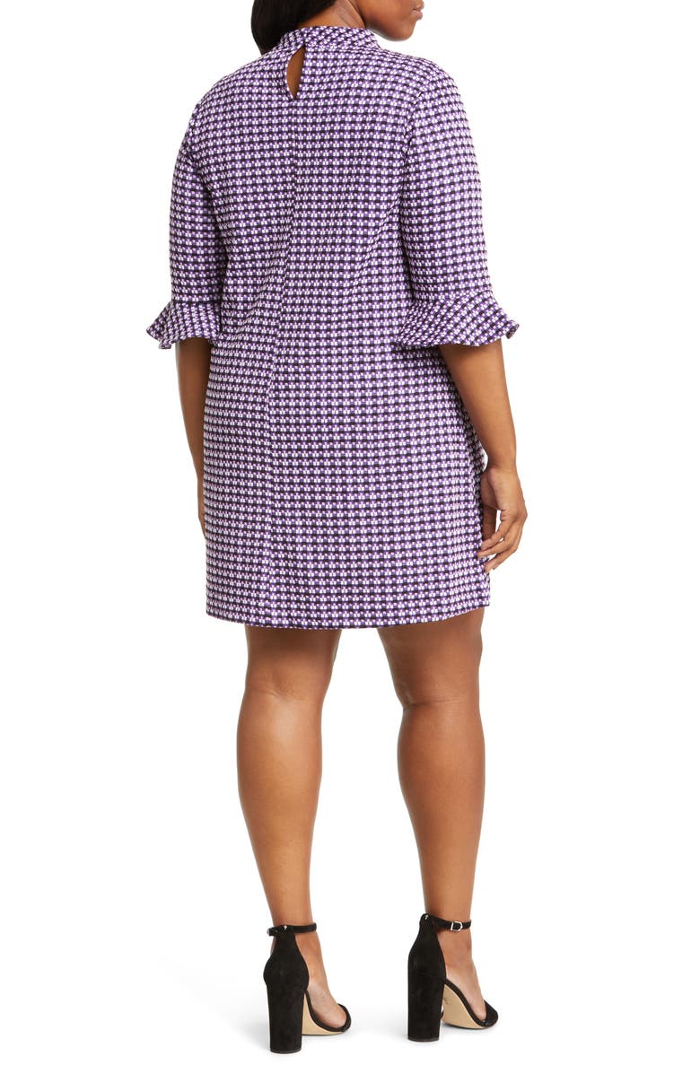 Leota Connie Mock Neck Fluted Sleeve Jacquard Dress, Alternate, color, 