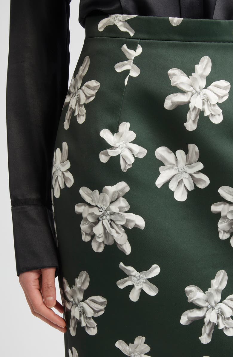 Emilia Wickstead Lorelei Floral Pencil Skirt, Alternate, color, Ivory Floral On Hunter Green