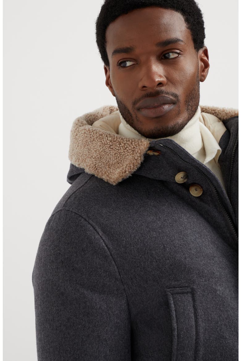 Bonded wool down parka, Alternate, color, Grey
