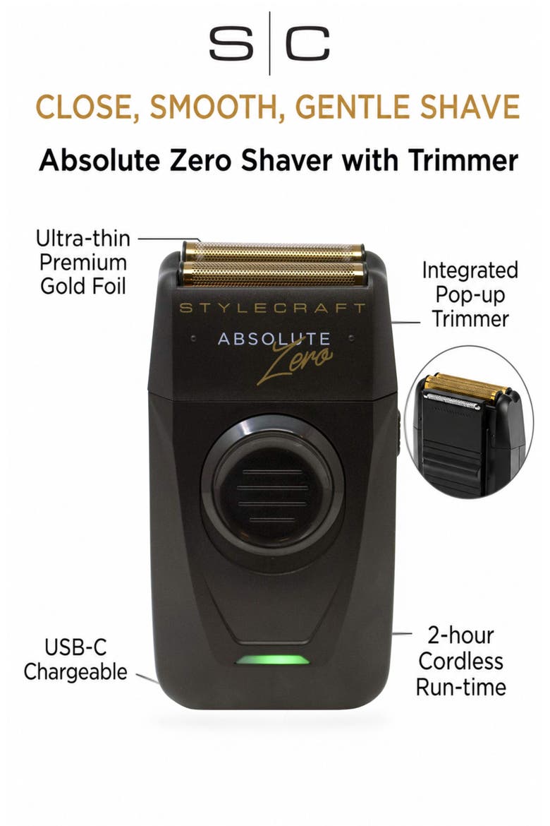 Absolute Zero Foil Shaver with Trimmer, Alternate, color, Black