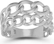 SPHERA MILANO Sterling Silver Two Row Curb Link Ring