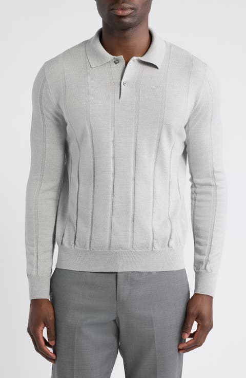 Regular Fit Long Sleeve Wool Polo