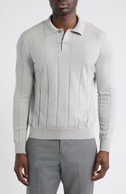 Canali Regular Fit Long Sleeve Wool Polo