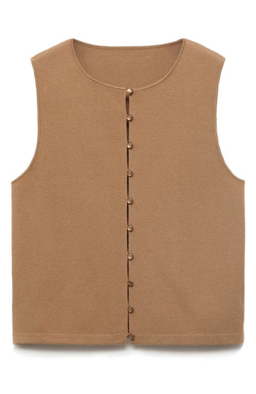 Mango Fine Knit Sweater Vest In Brown