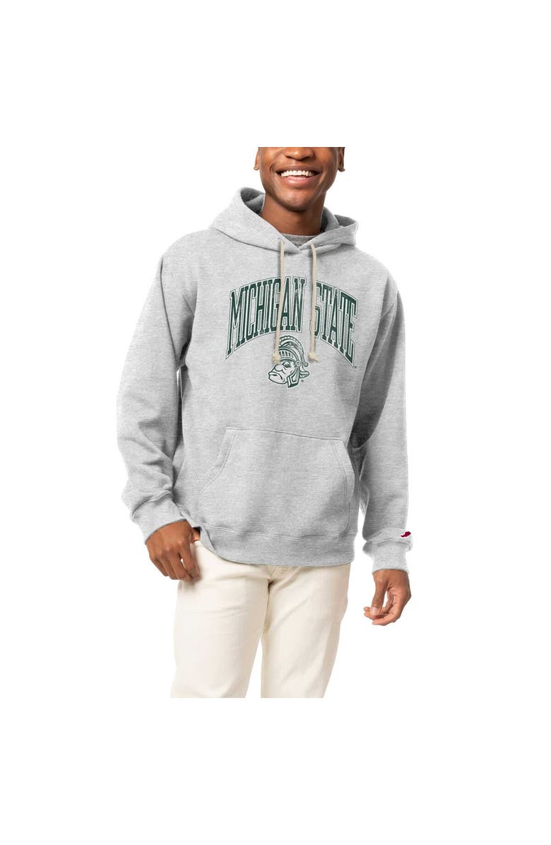 LEAGUE COLLEGIATE WEAR Men's League Collegiate Wear  Heather Gray Michigan State Spartans Tall Arch Essential Pullover Hoodie, Alternate, color, 