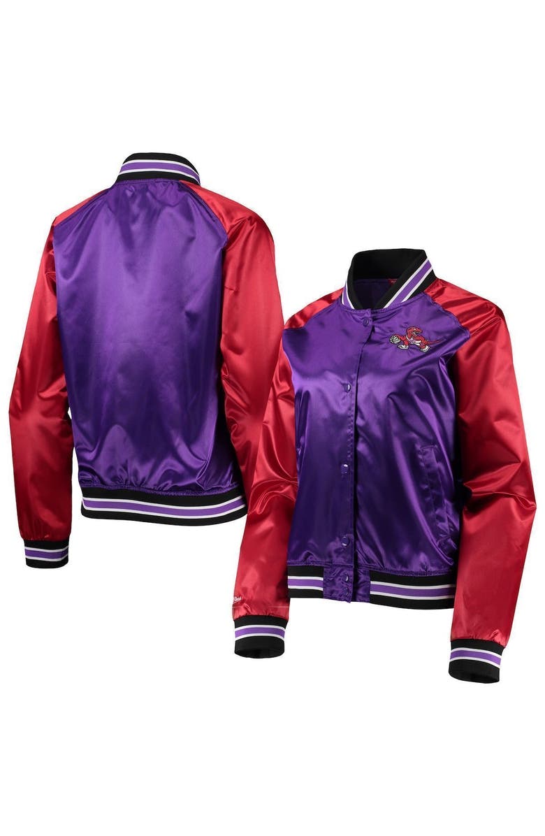 Mitchell & Ness Women's Mitchell & Ness Purple Toronto Raptors Hardwood Classics Raglan Satin Full-Snap Jacket, Main, color, Purple
