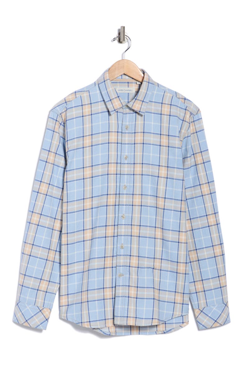 Simeon Yarn Dye Plaid Button-Up Shirt, Alternate, color, SKY