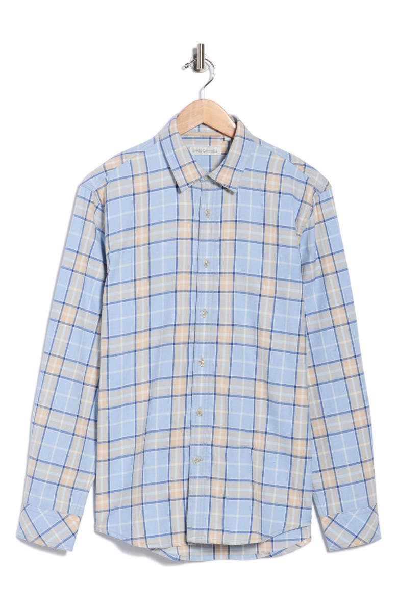 James Campbell Simeon Yarn Dye Plaid Button-Up Shirt, Alternate, color, Sky