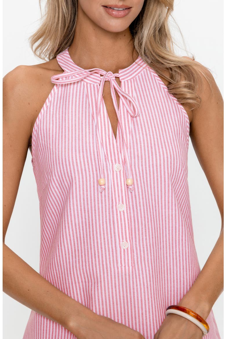 Stripe Tie Neck Sleeveless Shirtdress, Alternate, color, PINK