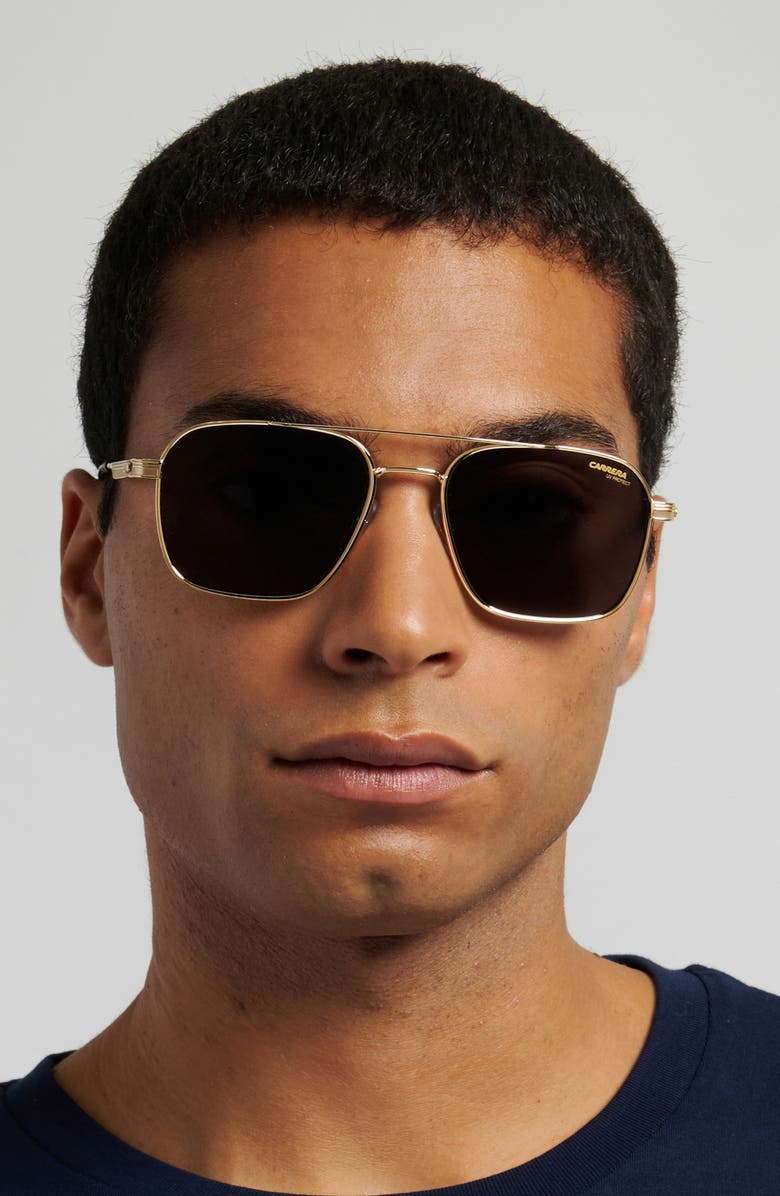 Carrera Eyewear 57mm Gradient Oversize Aviator Sunglasses, Alternate, color, Gold/ Grey