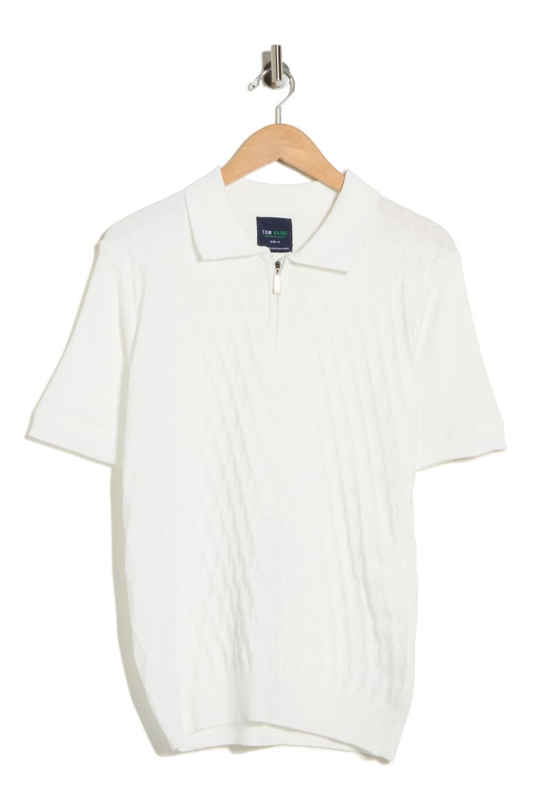 Half Zip Knit Polo Sweater, Alternate, color, WHITE