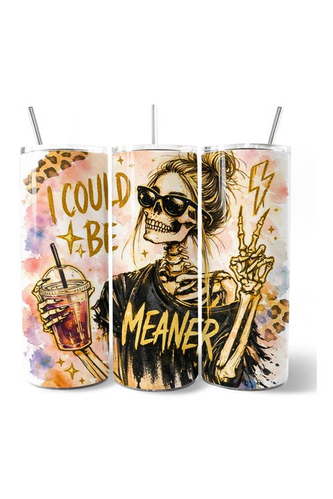 I Could Be Meaner Skeleton Girl Halloween Tumbler