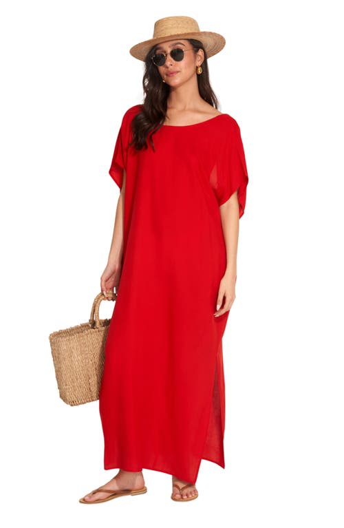 Gottex Beach Life Talya Open Back Swim Cover Up Kaftan In Multi/red