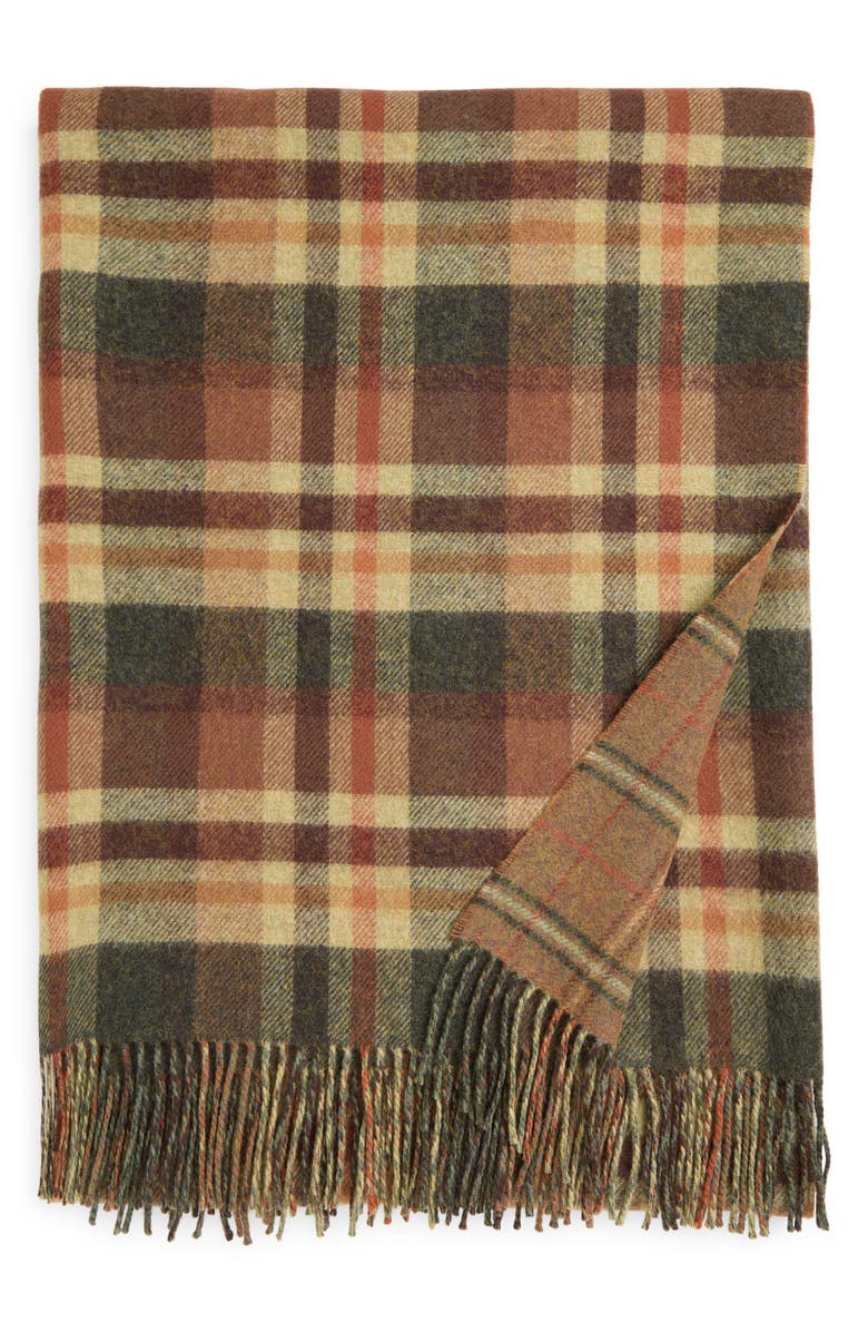Johnstons of Elgin Plaid Wool Throw Blanket, Main, color, Block Check / Windowpane Check