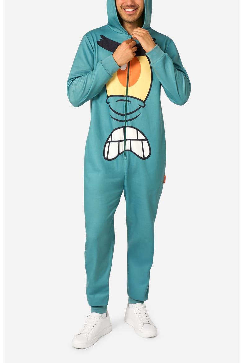 SpongeBob SquarePants™ Plankton Hooded Fleece Costume Jumpsuit, Main, color, GREEN