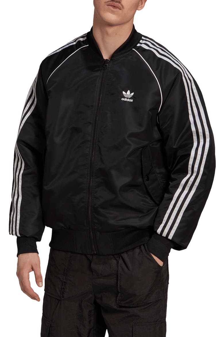 Raglan Sleeve Bomber Jacket, Main, color, BLACK
