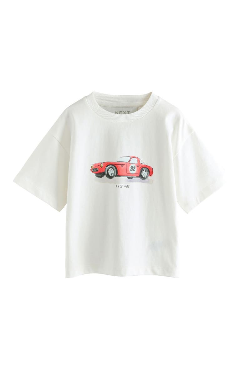 Kids' Race Car Graphic T-Shirt, Main, color, WHITE