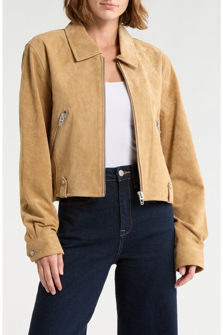 Crop Suede Jacket, Main, color, CINNAMON CRUNCH
