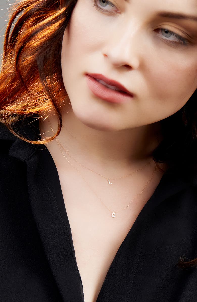 Bony Levy Icon Pavé Diamond Initial Pendant Necklace, Alternate, color, 18K Yellow Gold - D