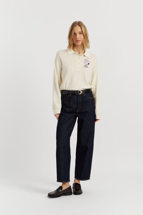 Wool-Cashmere Snoopy Polo Sweater