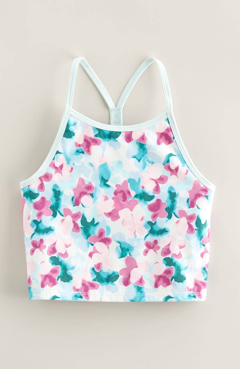 Zella Girl Kids' Ace Racerback Tank, Main, color, Purple/Pink Sugar Daisy Clouds