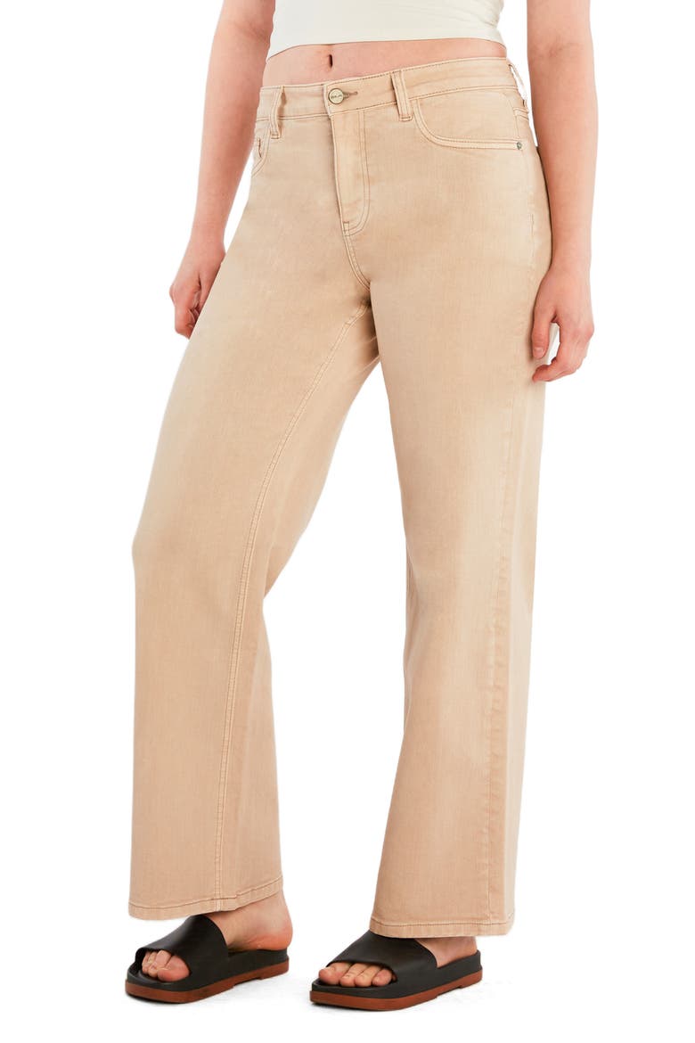 Clever Ripped High Waist Wide Leg Jeans, Main, color, TOFFEE LIGHT