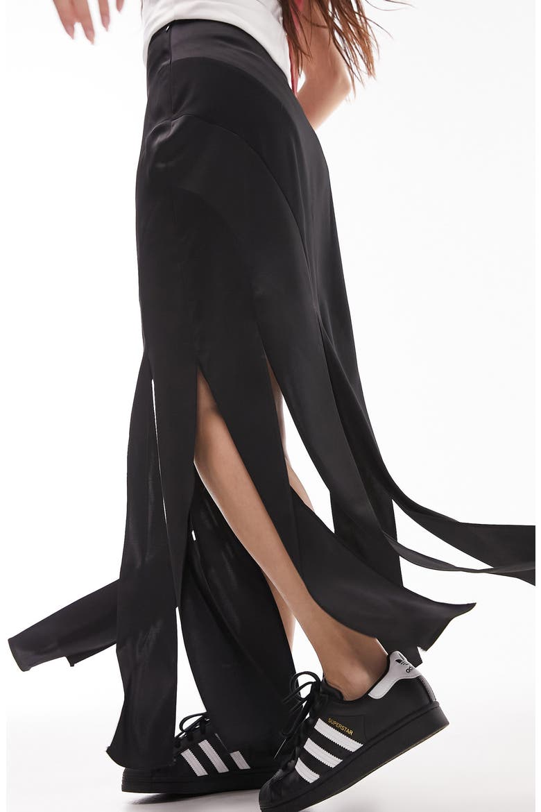 Mix Media Splice Skirt, Alternate, color, BLACK