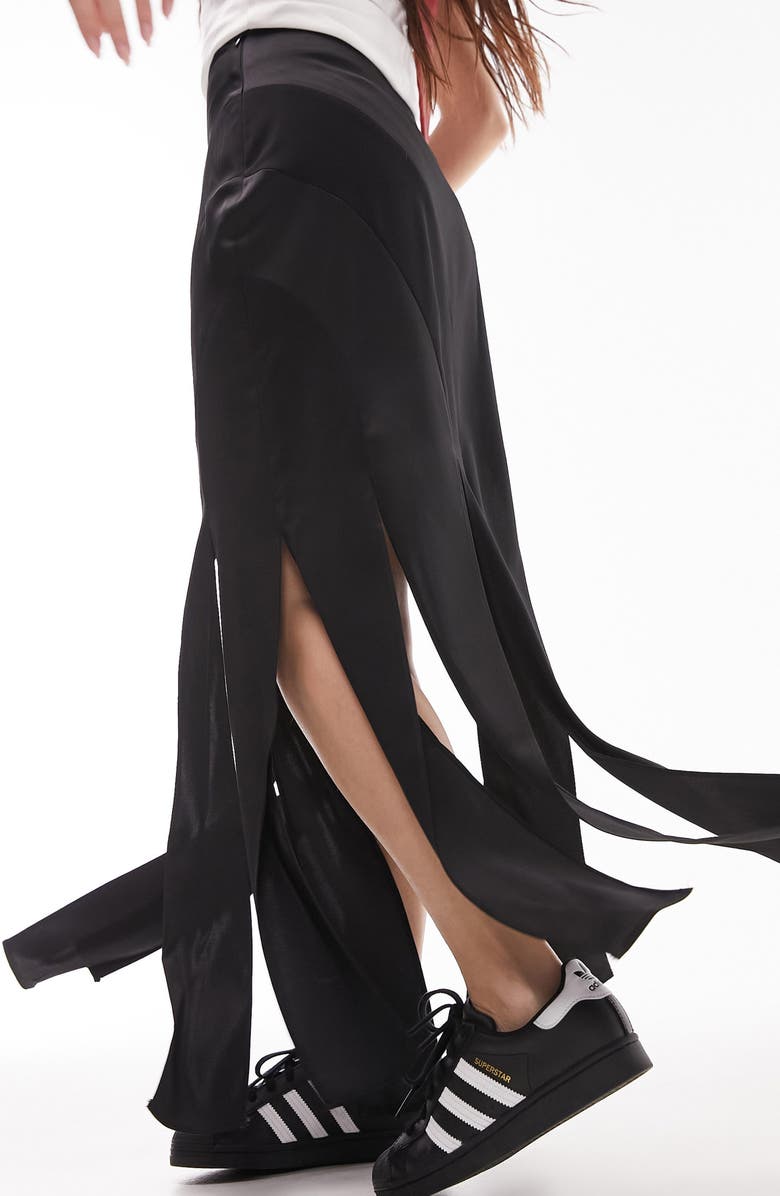 Topshop Mix Media Splice Skirt, Alternate, color, 