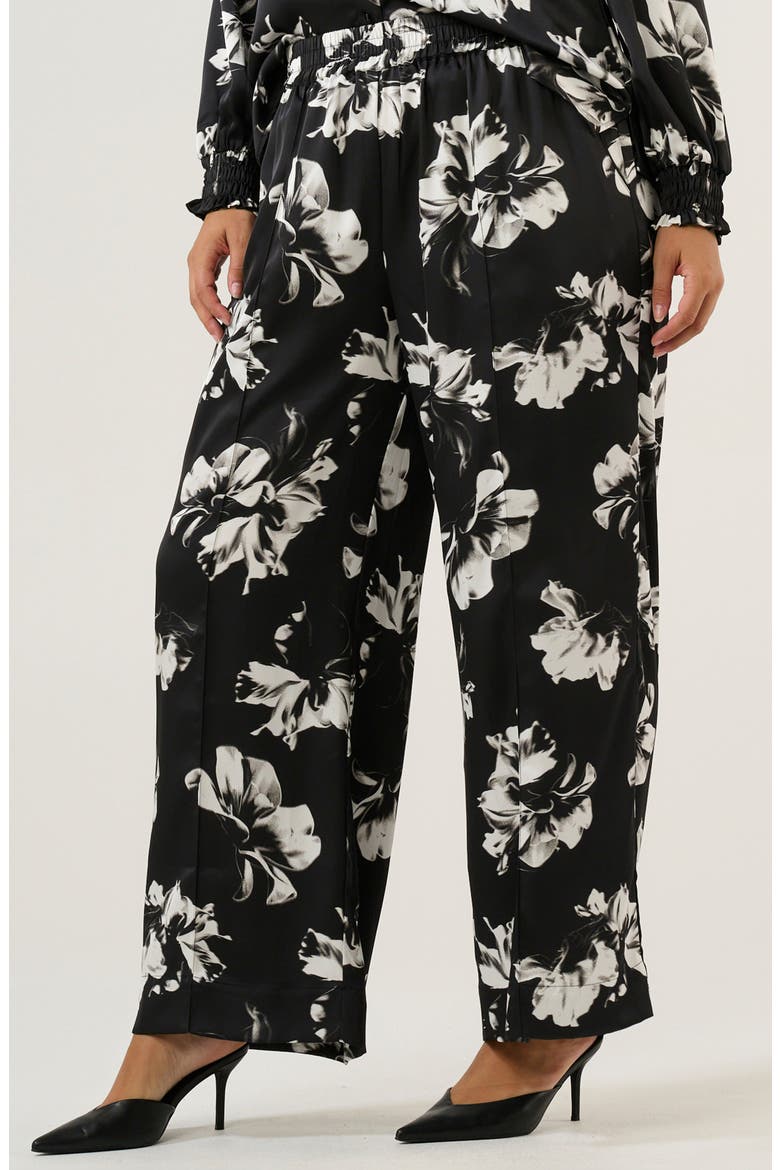Gilda Floral Wide Leg Pants, Alternate, color, BLACK/ MILK