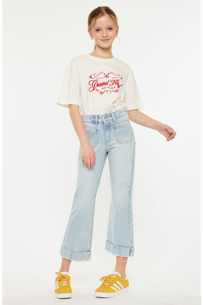 Evie High Rise Cropped Flare Jeans, Main, color, Light Wash