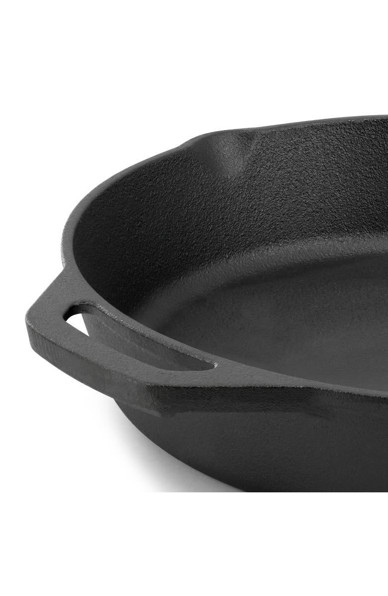 Megachef 12 Inch Pre-Seasoned Cast Iron Skillet with Cast Iron Lid, Alternate, color, Black