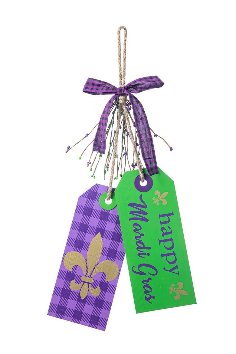 Happy Mardi Gras Day Wooden Bookmark Door Hanger, Alternate, color, Purple