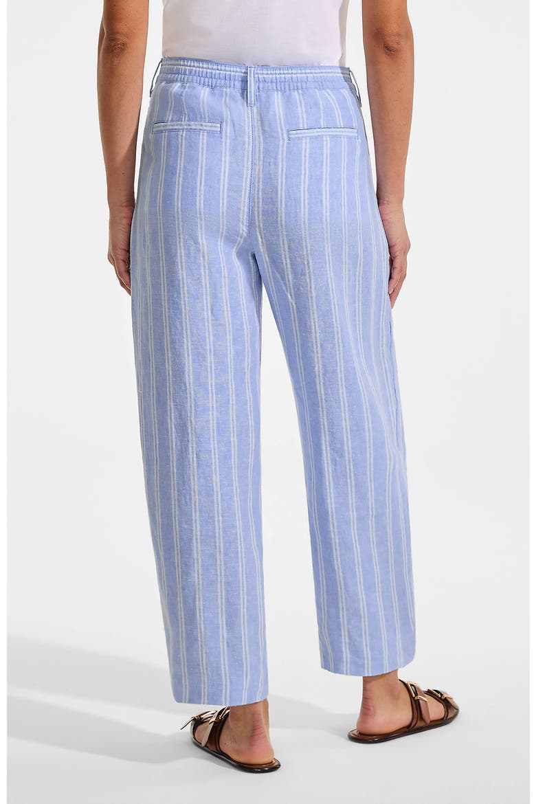 Linen High Rise Pleated Barrel Leg Pants, Alternate, color, Clear Blue Sky Double Stripe