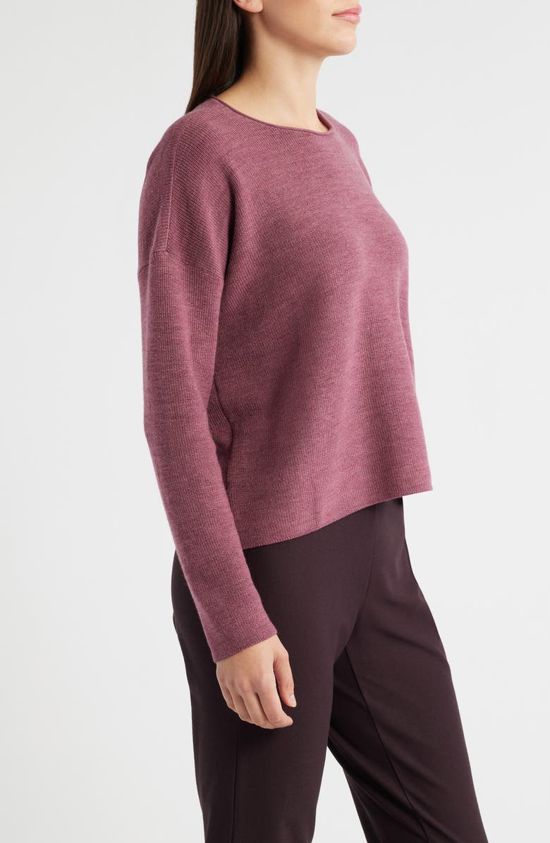 Eileen Fisher Crewneck Wool Sweater, Alternate, color, Tea Rose