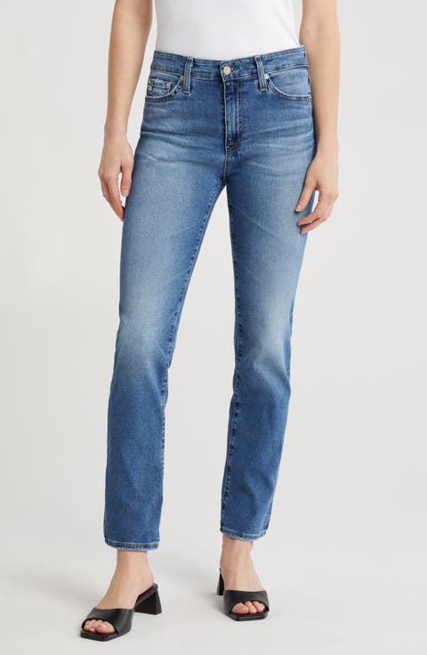 Mari Mid Rise Slim Straight Leg Jeans